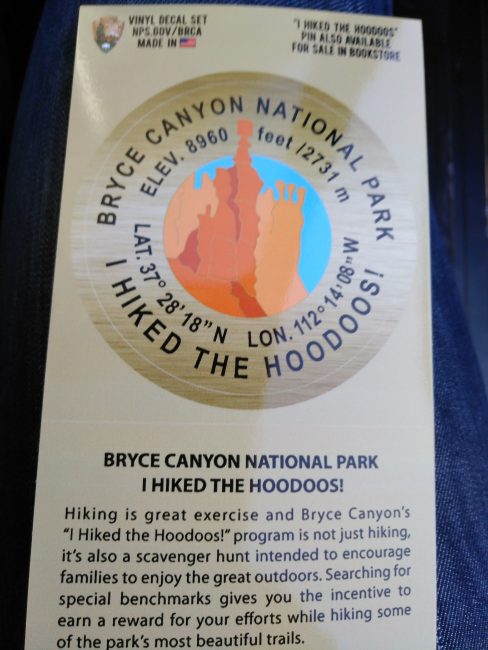 ¡¡Premio por recorrer todos los senderos de Bryce Canyon National Park!!